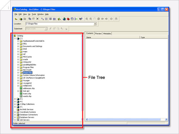 File Tree in Arc Catalogue