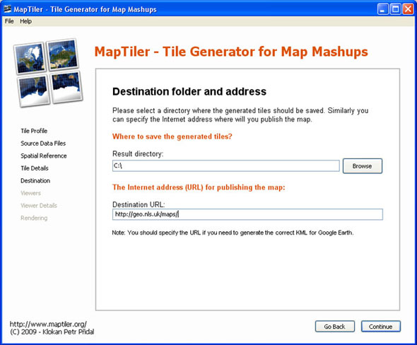 MapTiler - Destination folder and Addresses