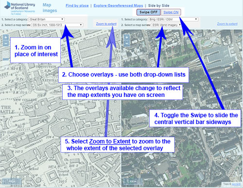 Side By Side Maps Old And New Help - Explore Georeferenced Maps - National Library Of Scotland