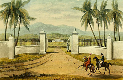 View of Rose Hall Estate from James Hakewill's A Picturesque Tour of the Island of Jamaica, 1825